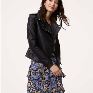LOFT faux leather moto jacket black size 4